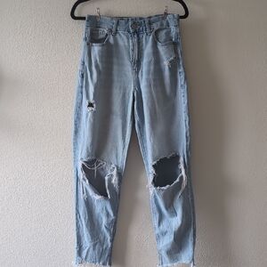 American Eagle Outfitters Light Blue Distressed Straight Leg Jeans